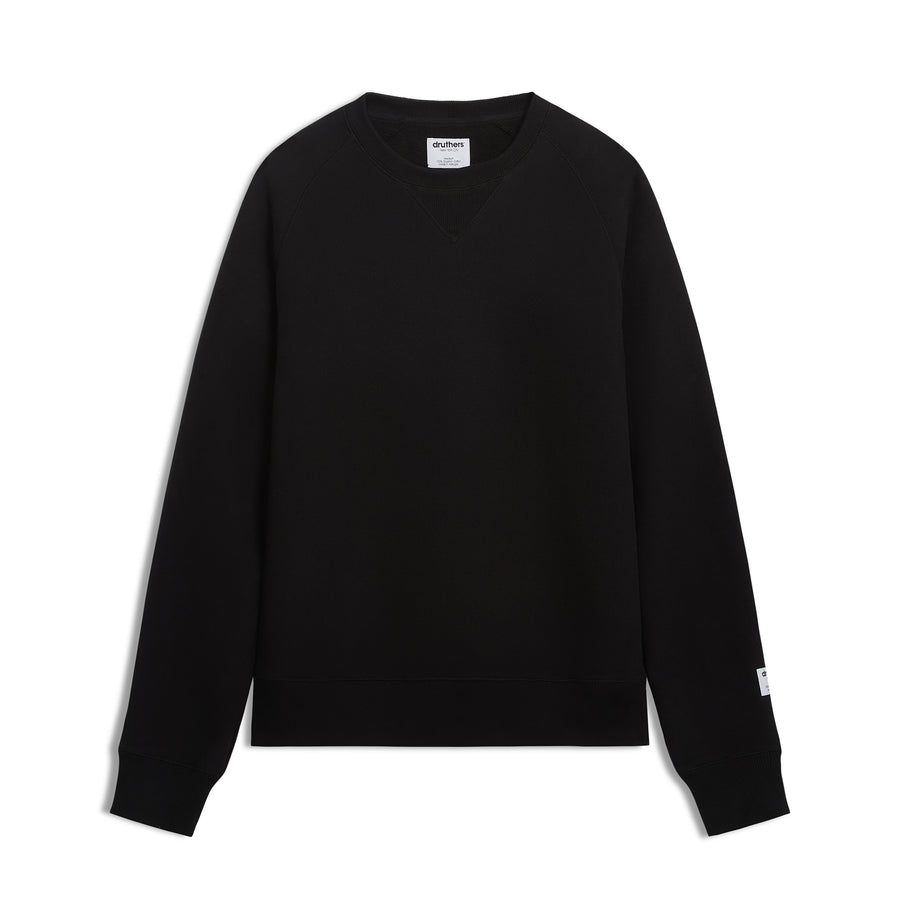 Organic Cotton 500 GSM Brushed French Terry Crewneck Sweatshirt - Caviar