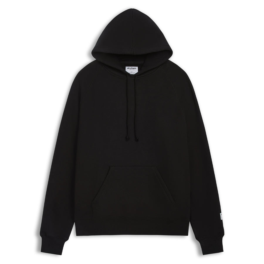 Organic Cotton 500 GSM Brushed French Terry Hooded Sweatshirt - Caviar