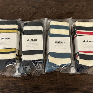 Druthers Recycled Cotton Lux Yarn Stripe Everyday Crew Socks - Set of 4