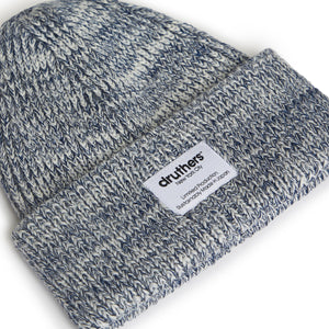 Merino Wool Big Knit Beanie - Navy Melange