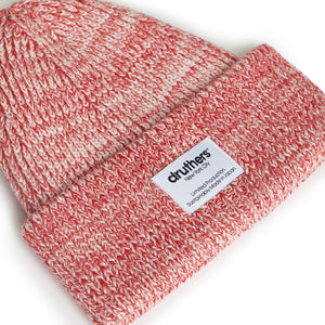 Merino Wool Big Knit Beanie - Red Melange