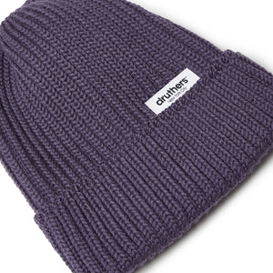 Merino Wool Big Knit Cardigan Beanie - Purple Heather