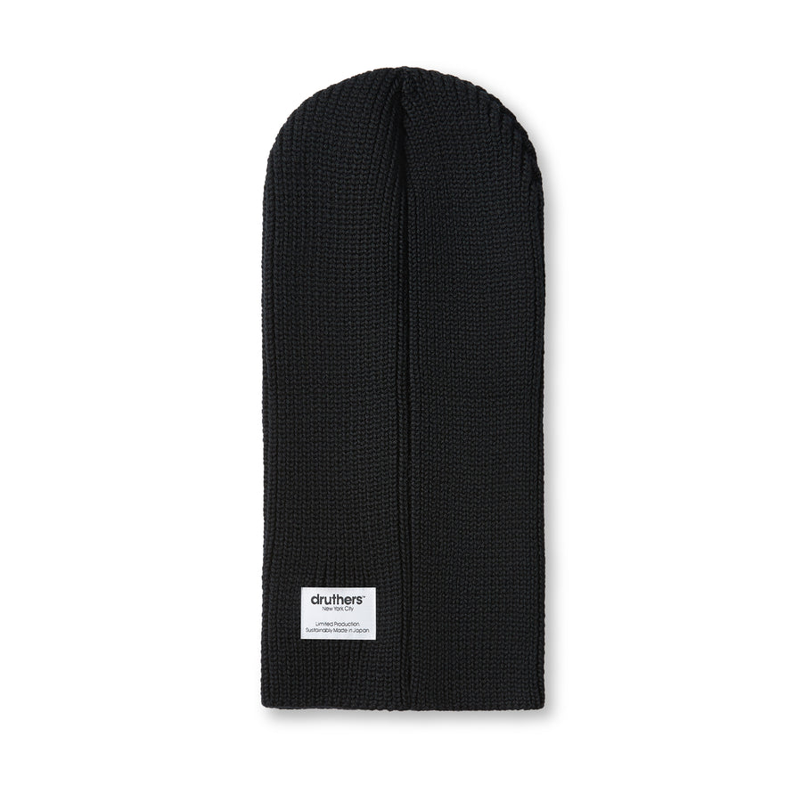 Merino Wool Big Knit Balaclava - Black