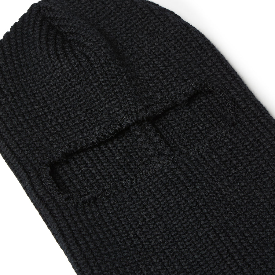 Merino Wool Big Knit Balaclava - Black