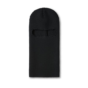 Merino Wool Big Knit Balaclava - Black