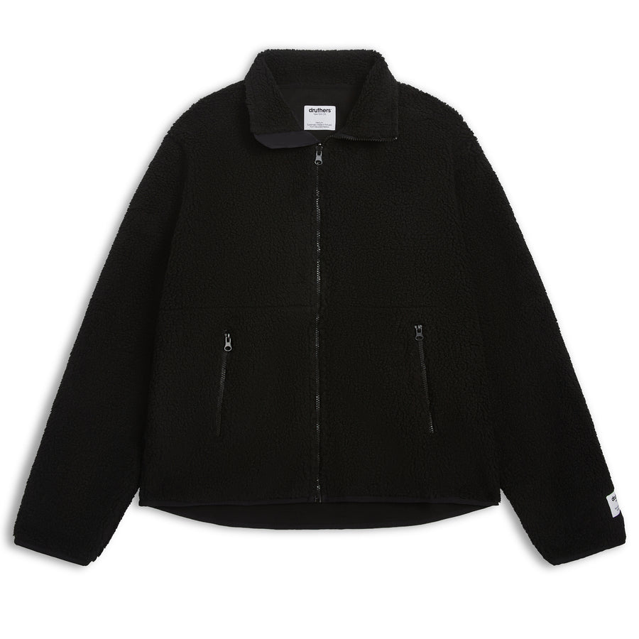 Italian Bonded Sherpa Fleece Jacket - Caviar