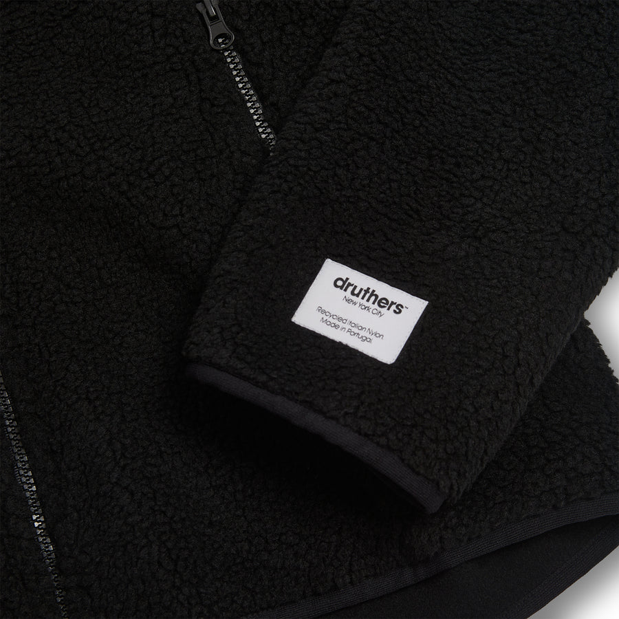 Italian Bonded Sherpa Fleece Jacket - Caviar