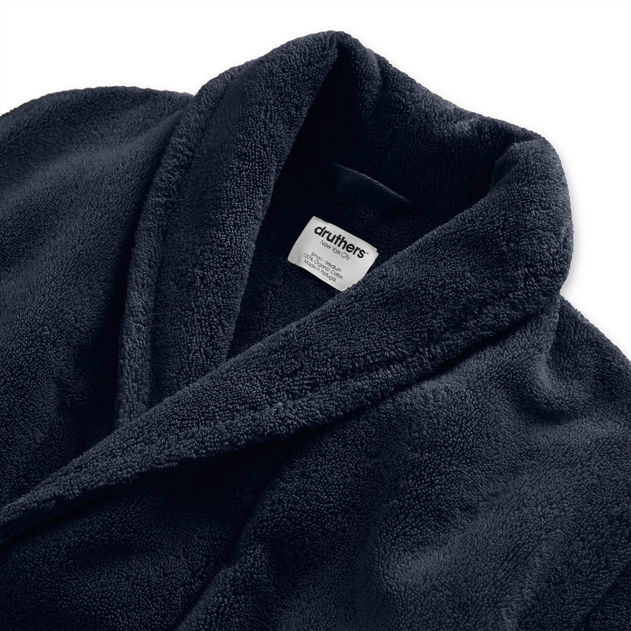 Organic Cotton Extra Heavyweight Terry Long Robe - Dark Navy