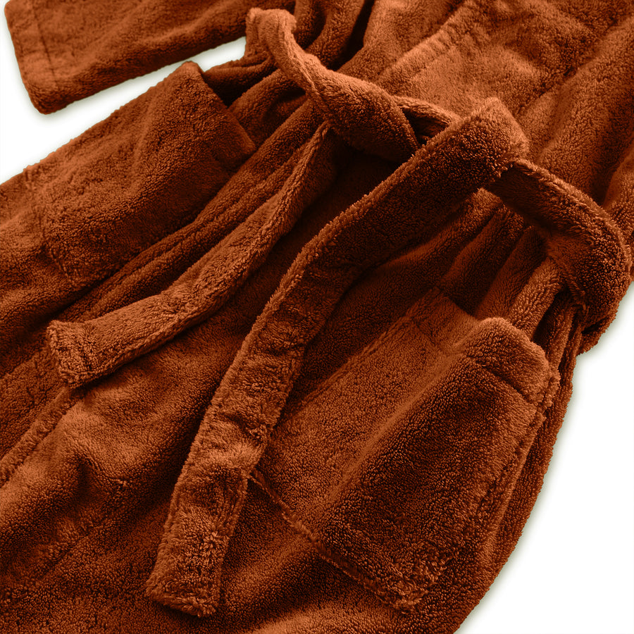 Organic Cotton Extra Heavyweight Terry Long Robe - Terra Cotta