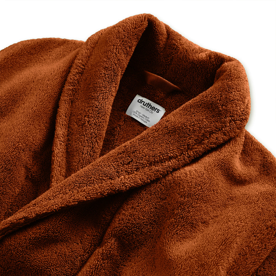 Organic Cotton Extra Heavyweight Terry Long Robe - Terra Cotta