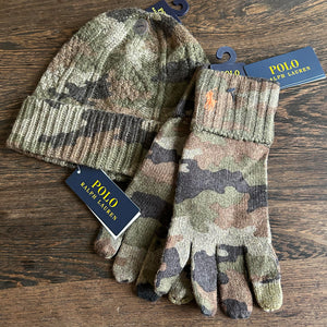 Ralph Lauren Wool Beanie & Glove Set - Camo